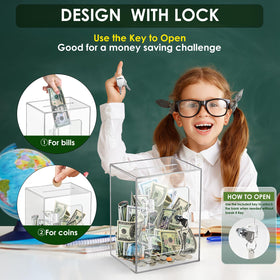 Vcertcpl crystal acrylic piggy bank on desk enhances decor while saving