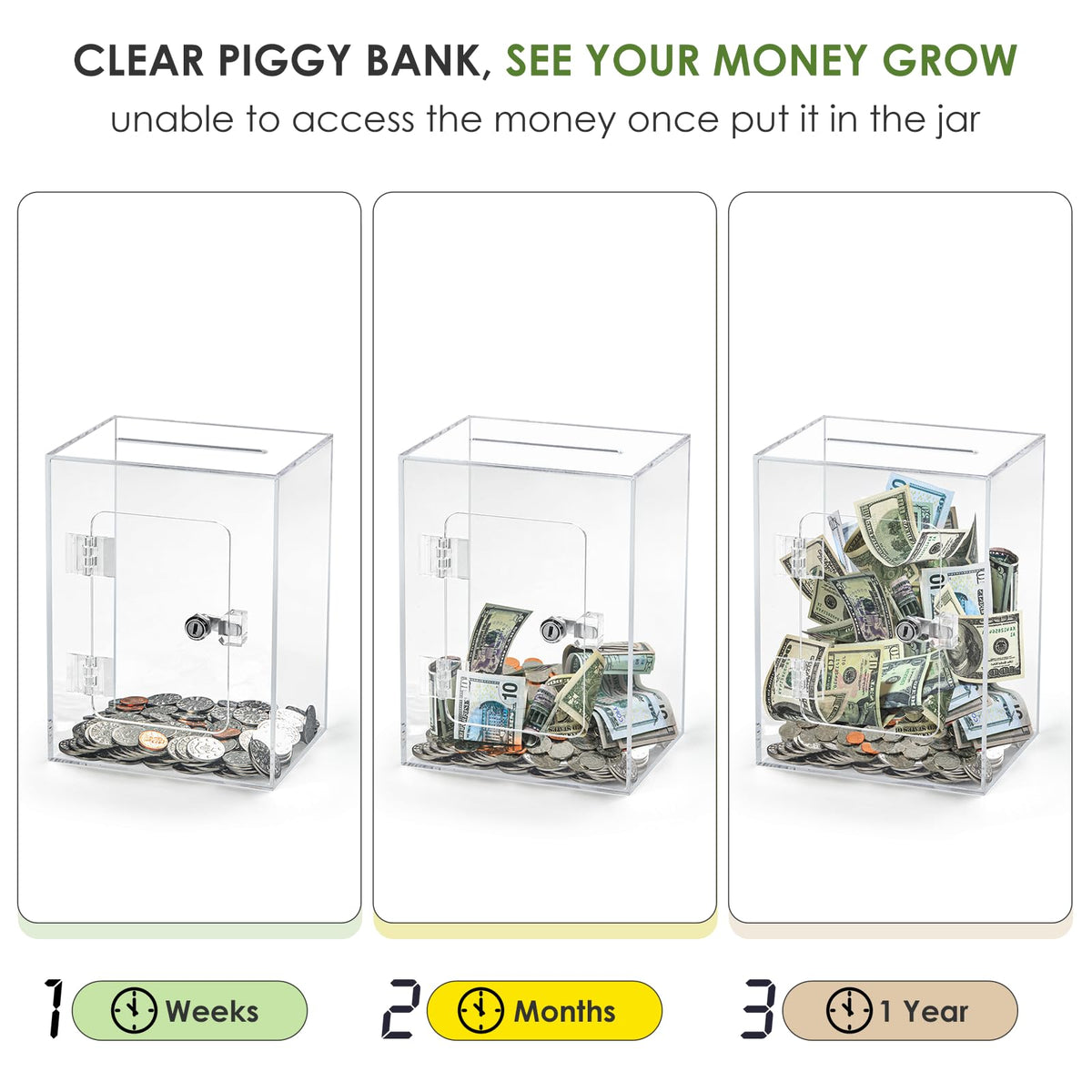 Vcertcpl gift-worthy piggy bank for kids and adults budgeting