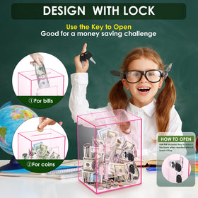 Vcertcpl X-Large Piggy Bank 3.6L capacity supports long-term vacation goals.