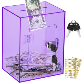 Vcertcpl X-Large Piggy Bank with clear acrylic body for visible savings.