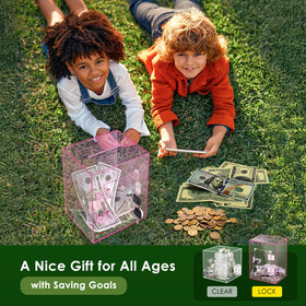 Vcertcpl X-Large Piggy Bank lock closeup highlights secure saving with a sturdy mechanism.
