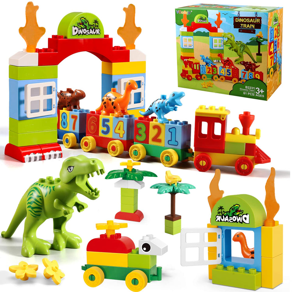 VConejo dinosaur Tyrex open-mouth action promotes imaginative play and fine motor development.