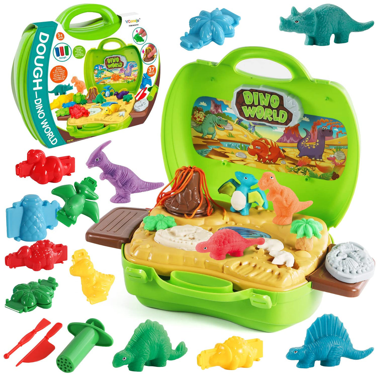 VConejo dinosaur color dough set package inspires creative play and imagination.