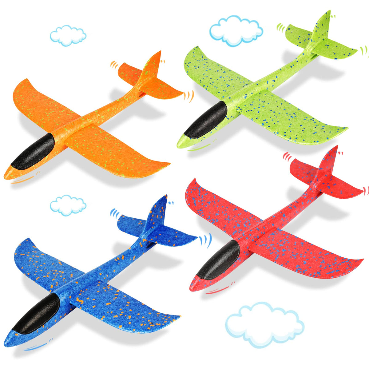 VCOSTORE foam airplanes 4-pack ready for outdoor play with safe, lightweight design.