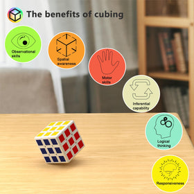 Vdealen colorful mini cubes arranged as party favors.