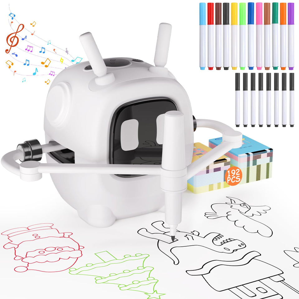 VDPDO drawing robot with 192 cards guides young artists through structured steps.