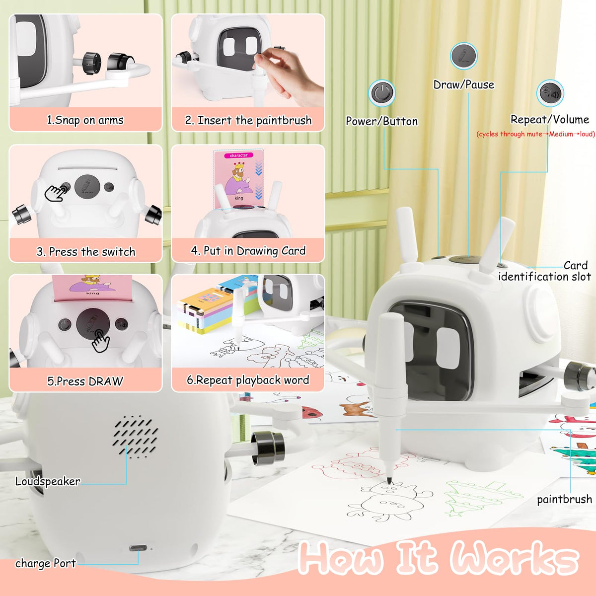 VDPDO drawing robot reusable drawing board minimizes mess and encourages repeat creativity.