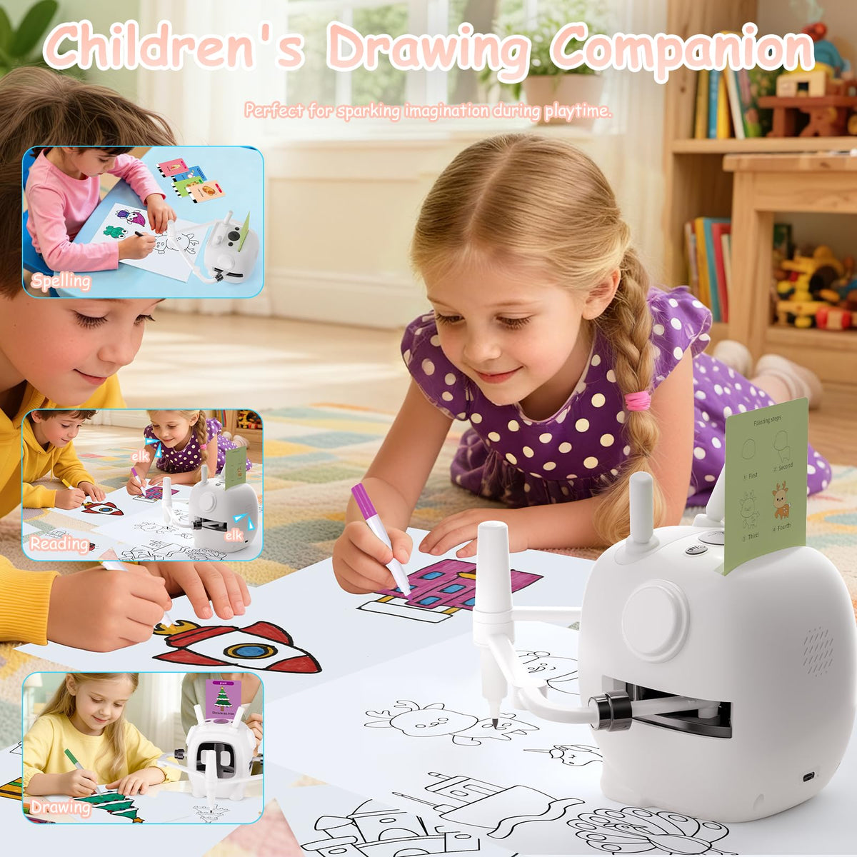 VDPDO drawing robot Type-C charging keeps playtime uninterrupted during sessions.