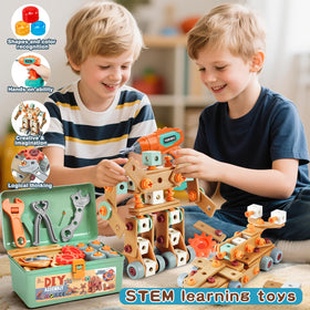 VEAIS wheels-nuts-bolts set supports hands-on assembly and spatial reasoning.