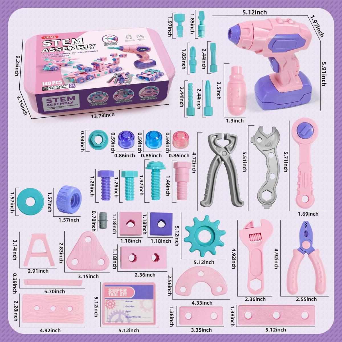 VEAIS Safe ABS Plastic Construction Toy ensures smooth edges for small hands