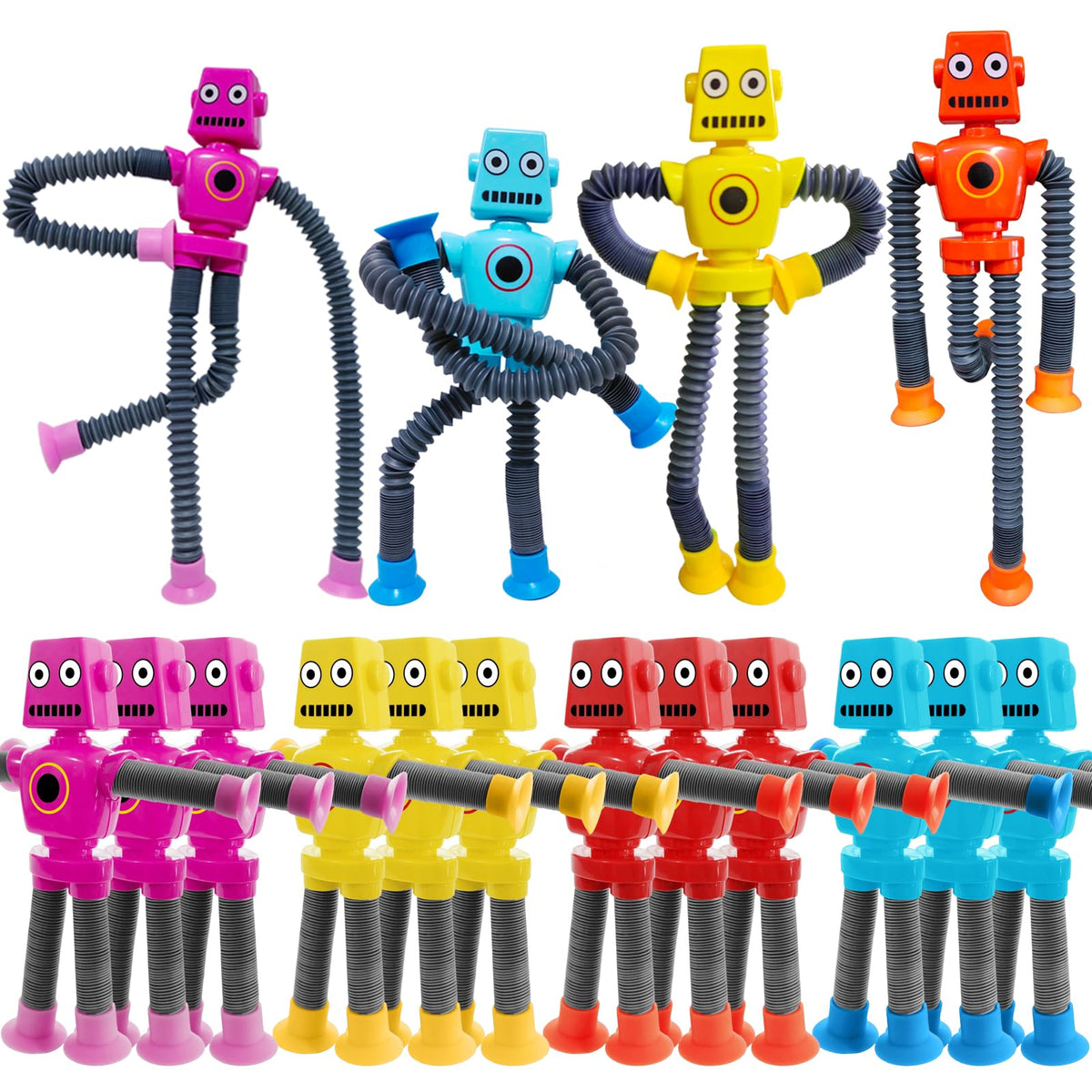 Veakeqe suction cup robot toy in pose for tactile play