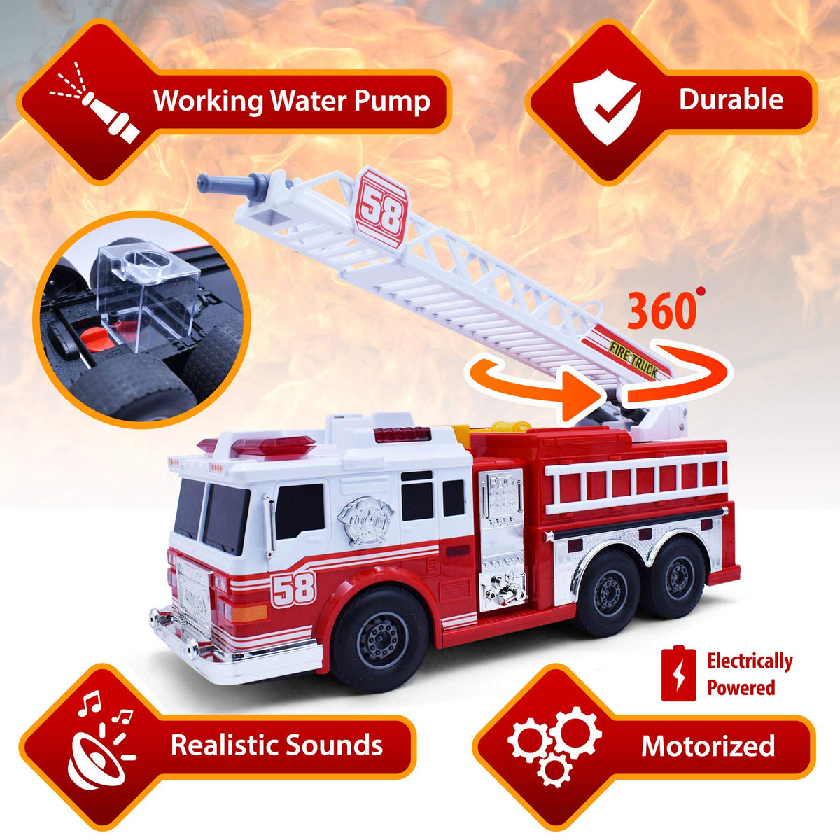 VEBO fire truck water pump in action for imaginative firefighting