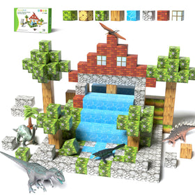 Veecafiodi 108-piece dinosaur magnetic blocks for creative play and early STEM skills.
