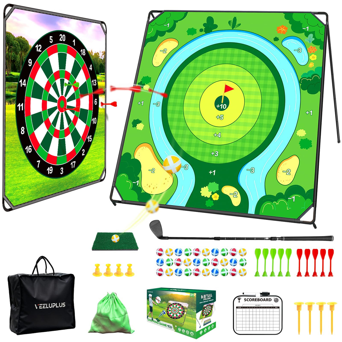 VEELUPLUS Battle Golf Chipping Mat shows a realistic greens feel for indoor practice.