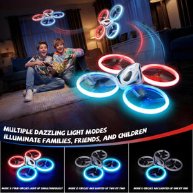 Veeniix quadcopter with protective propeller guards for safer flights.