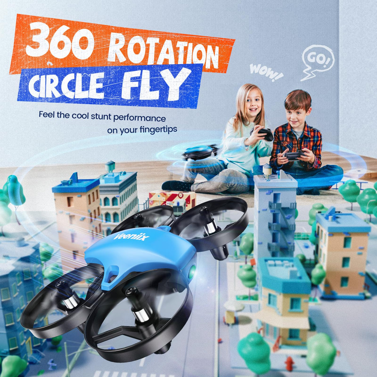 Veeniix V995 mini drone auto hover keeps stable position mid-air.