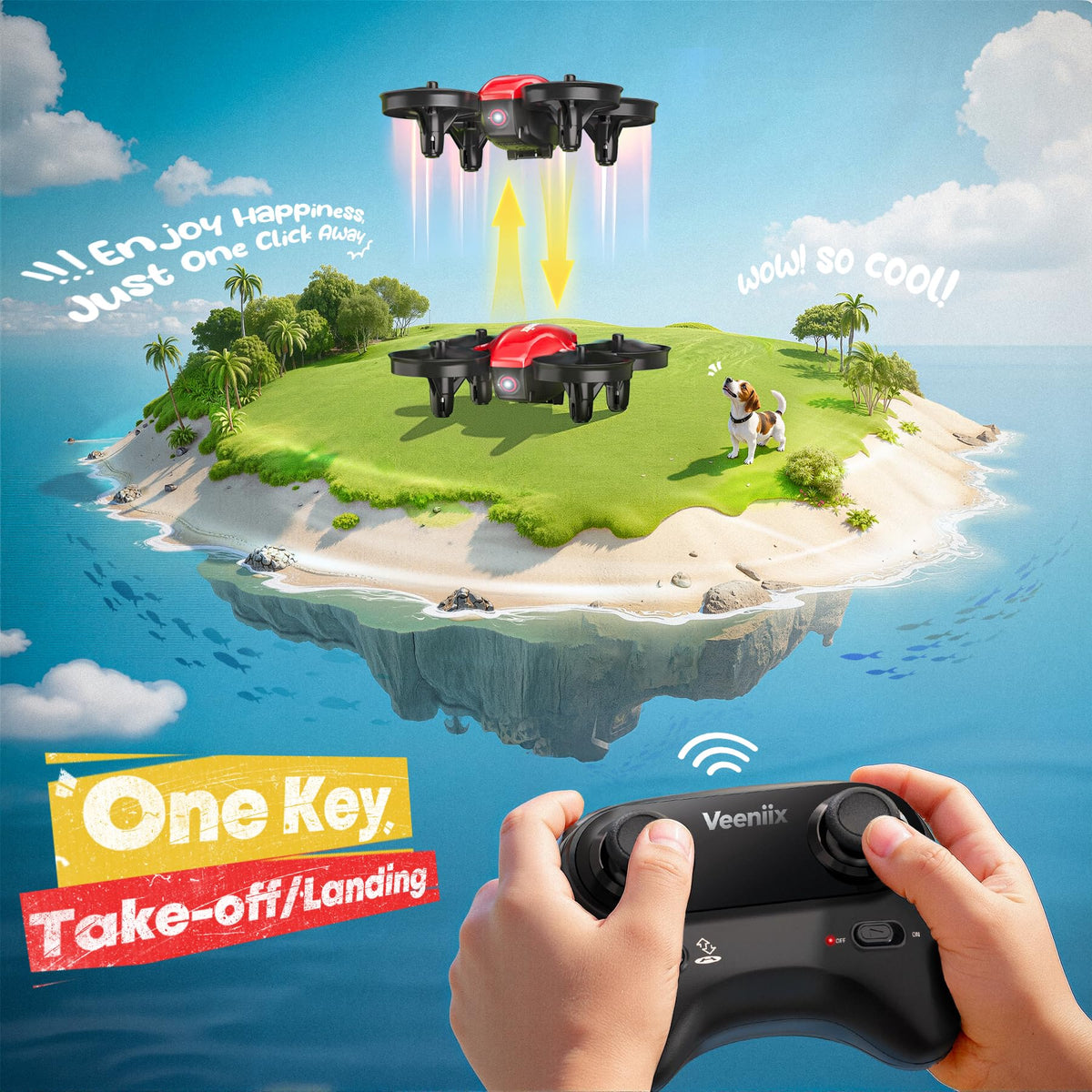 Veeniix V995 Red Mini Drone headless mode simplifies orientation for beginners
