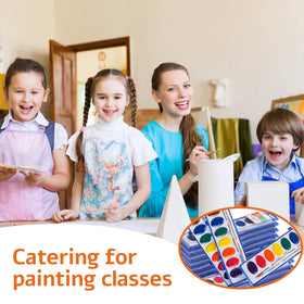 VEESA 24-pack watercolor sets suitable for classrooms and group projects.