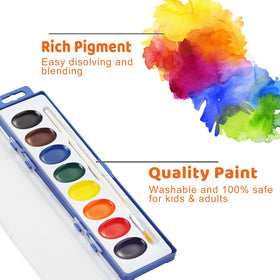 VEESA non-toxic watercolor paints meeting safety standards for children.