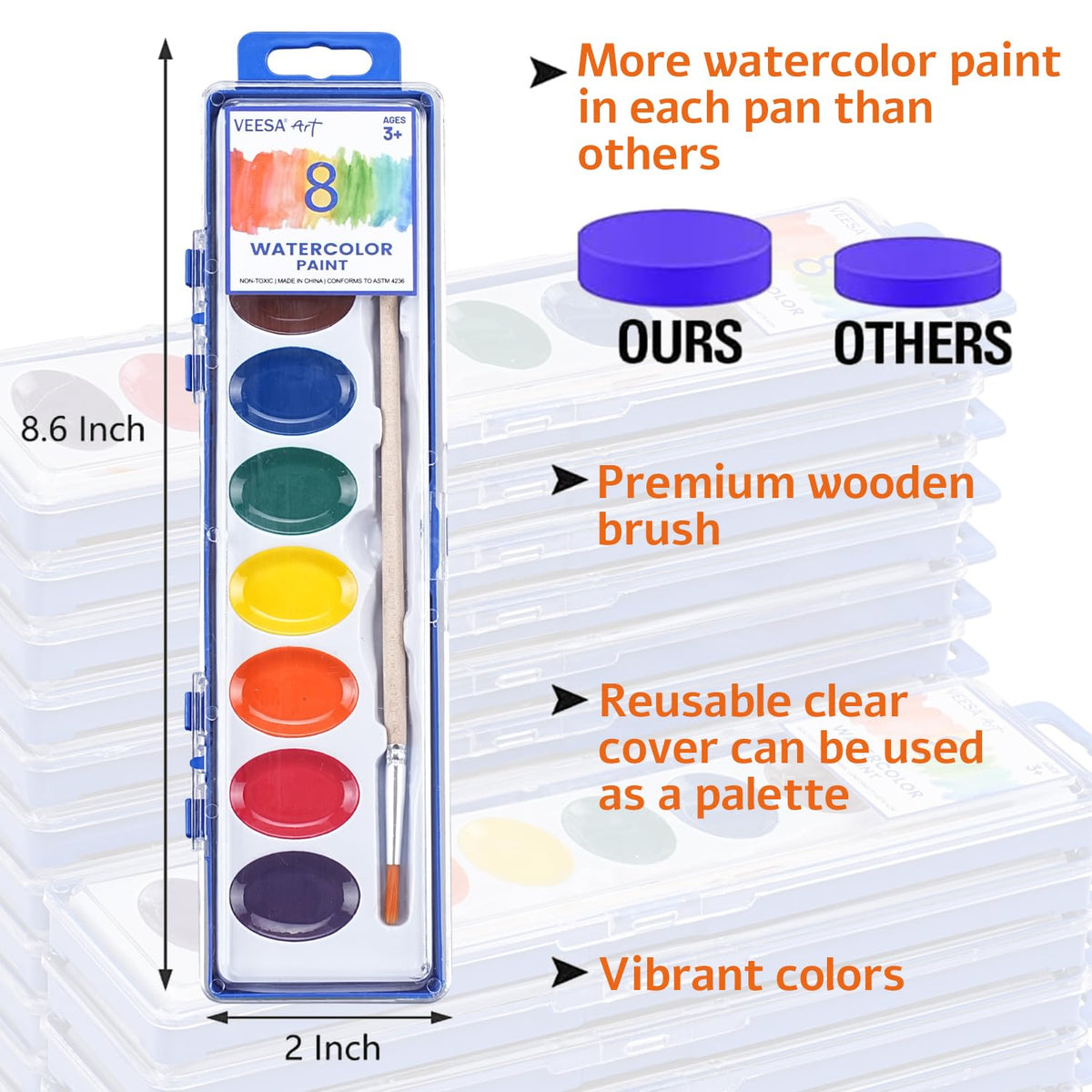 VEESA kids watercolor palette with washable colors for creative sessions.