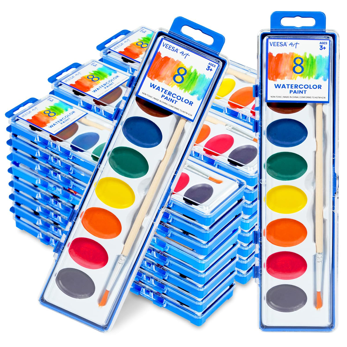 VEESA wood brush included in the kit offering comfortable grip for young painters.