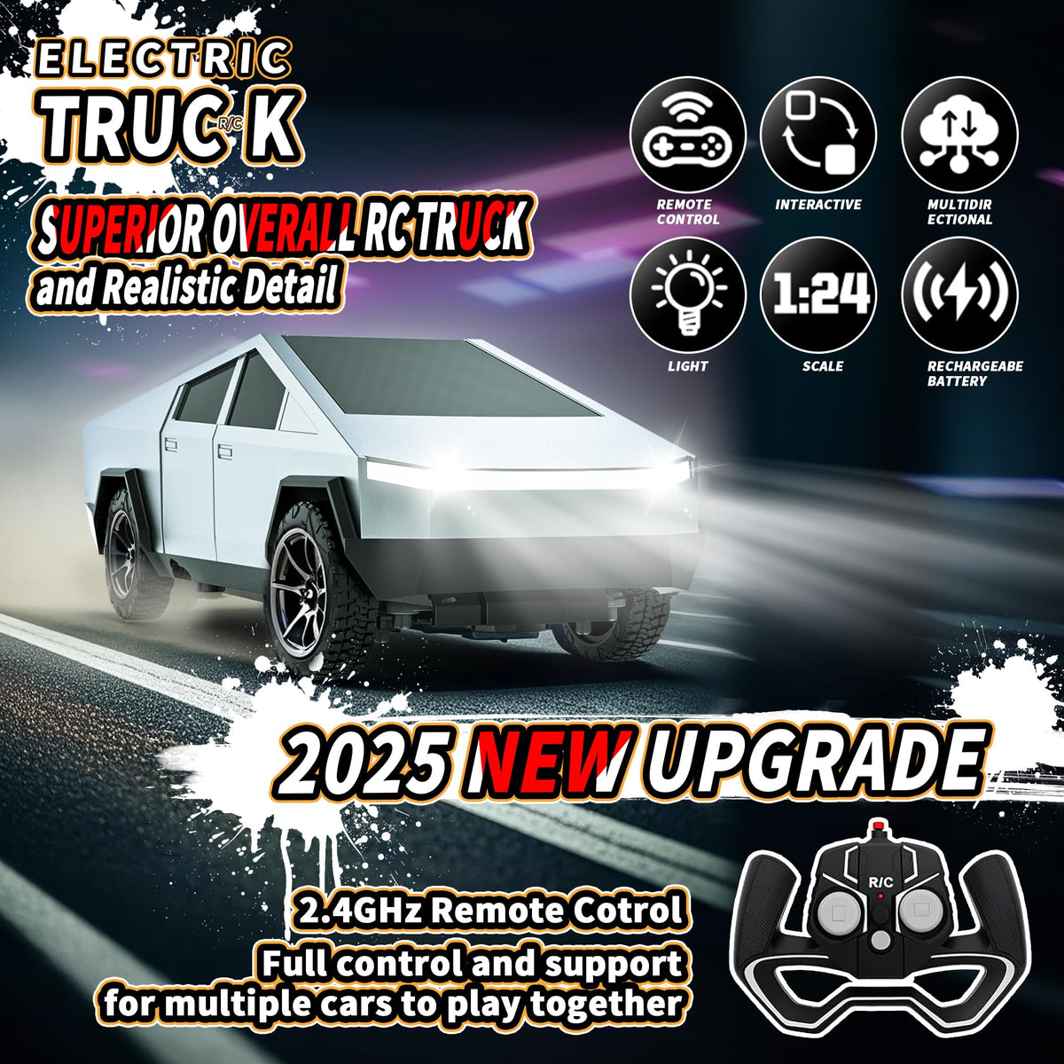 Vefercen RC Truck with 2.4GHz remote for stable, interference-free control