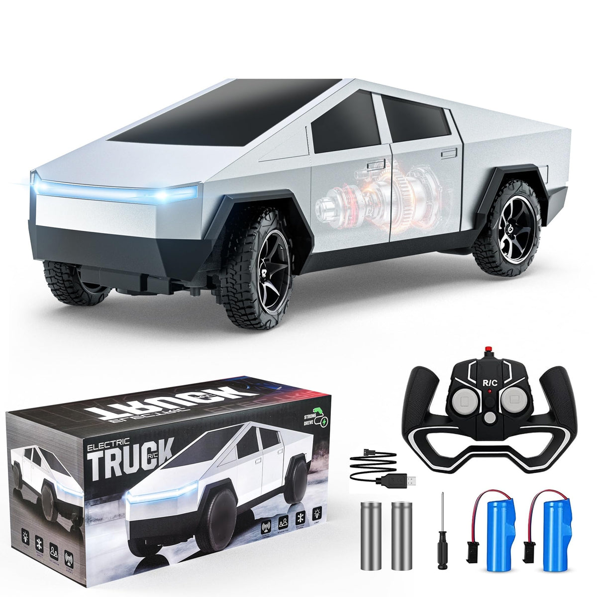 Vefercen RC Truck silver design with futuristic, collectible appeal