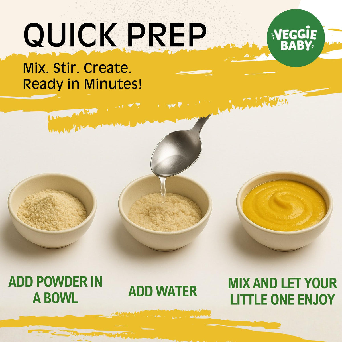 Veggie Baby powder-to-paint mixing enabling quick, color creation.