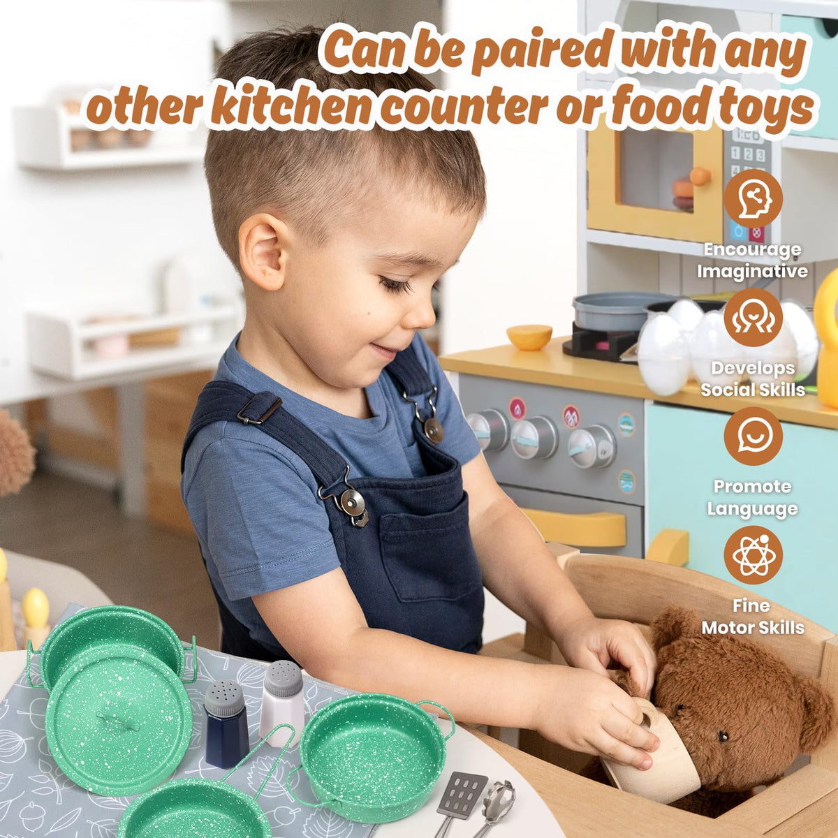 Veitch fairytales spaghetti server and table mat for tidy playtime setups.