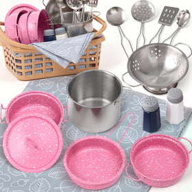 Veitch fairytales 14-piece pink kitchen set for imaginative play and durability