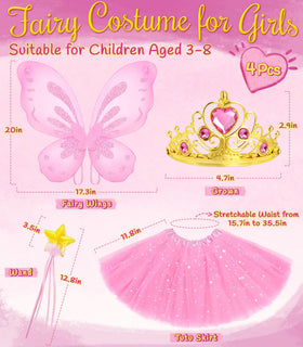 VEKDA pink tutu skirt adds fluffy sparkle for imaginative dress-up.