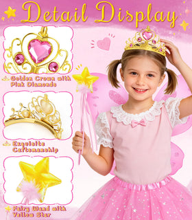 VEKDA yellow star wand with pink tassels sparks creative pretend play.