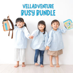 Velladventure Busy Book featuring buckles and activities for fine motor practice.