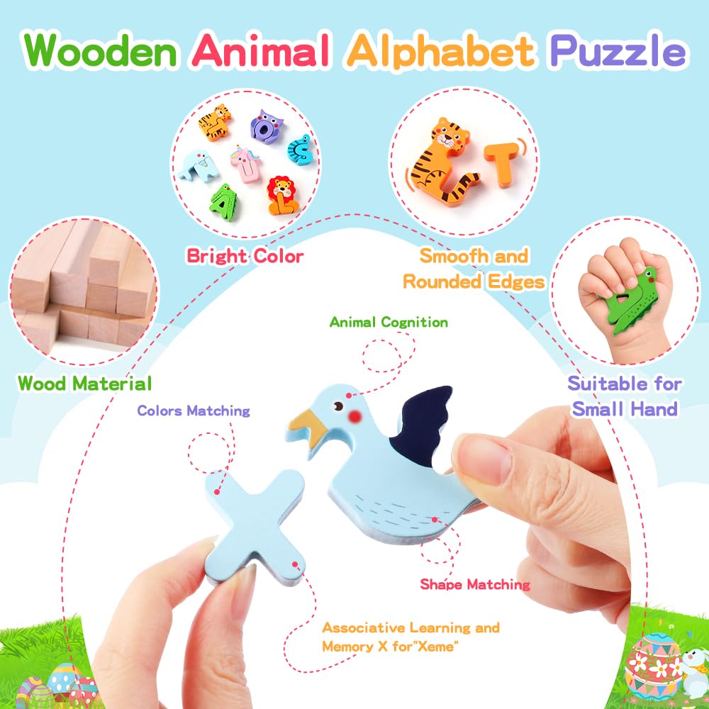 Vellibring child assembles interlocking animal-letter puzzles inside colorful eggs