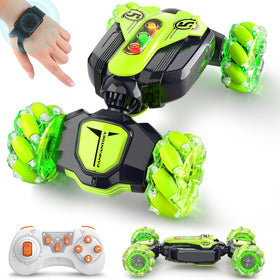 Vemander gesture-sensing RC stunt car front view with eye-catching lights for play