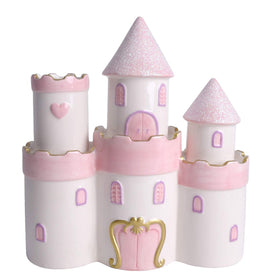 Vencer Princess Castle piggy bank front view with pink doors for kids' savings