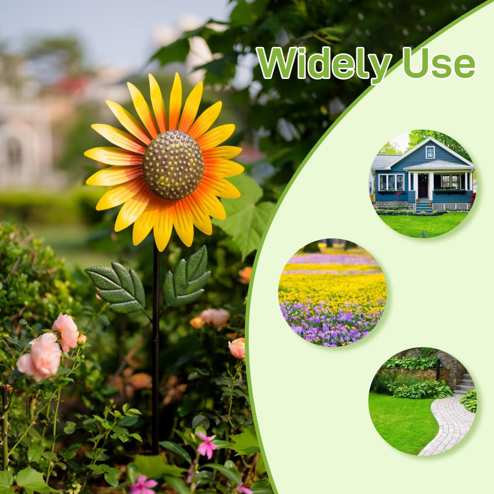 Venniy Kinetic Garden Spinner features dynamic sunflowers for moving artwork.