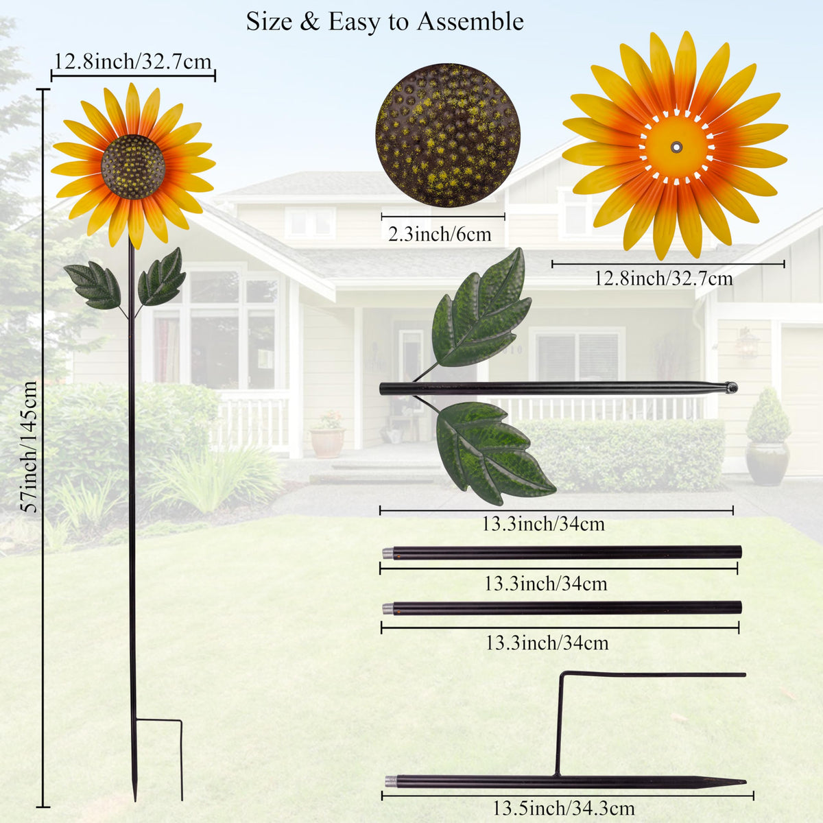 Venniy Outdoor Wind Sculpture brightens driveways and flower beds.