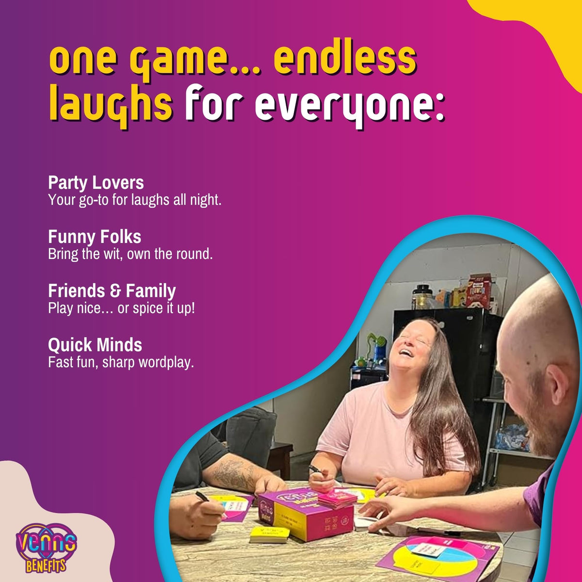 VENNS WITH BENEFITS durable cards survive spills and repeated play
