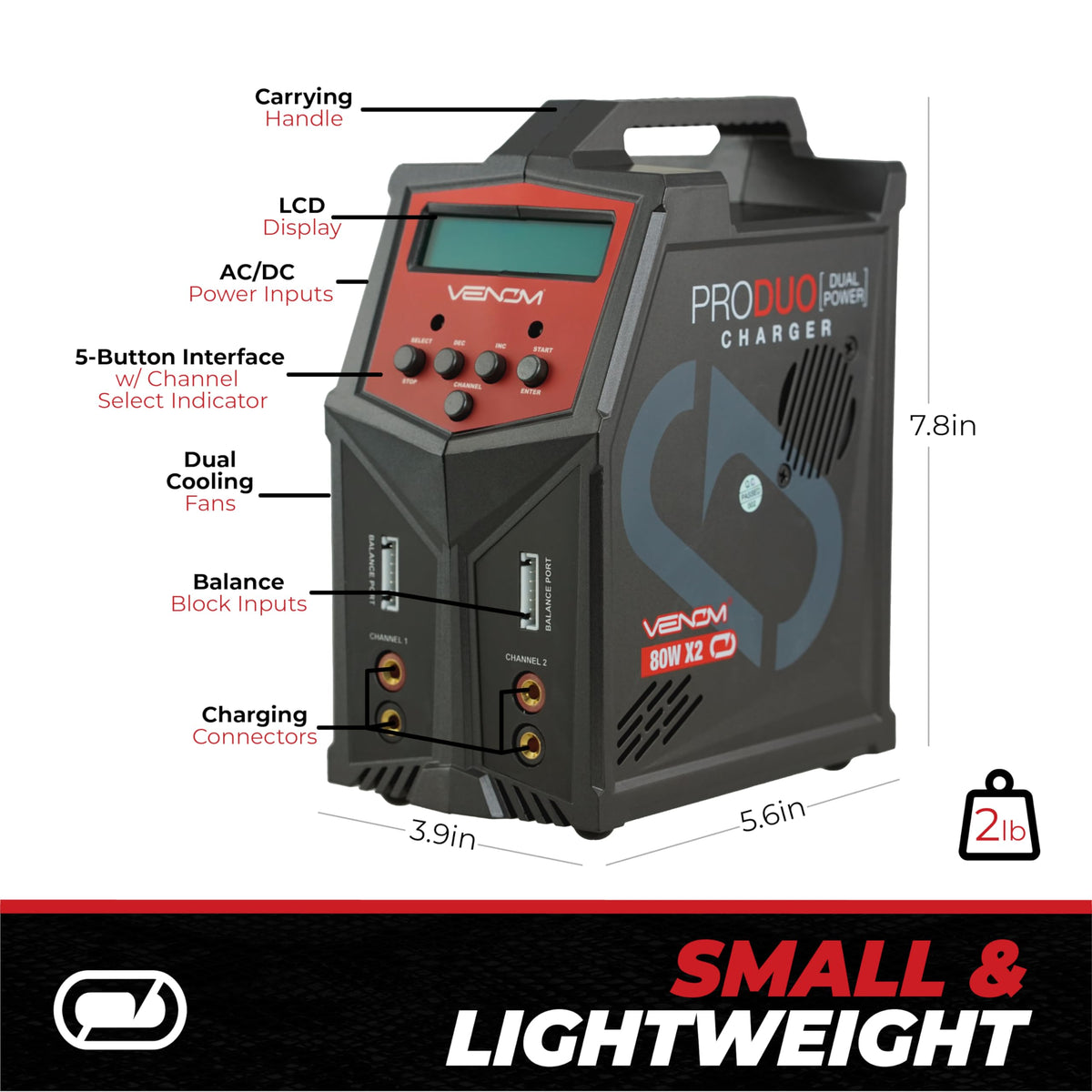 Venom Power Pro Duo temperature monitor feature for safe charging.