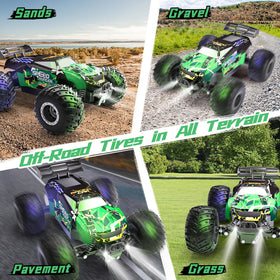 Vensico RC car on rock surface demonstrates all-terrain grip in action.