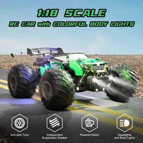 Vensico RC car side profile highlighting rugged tires for all-terrain play.
