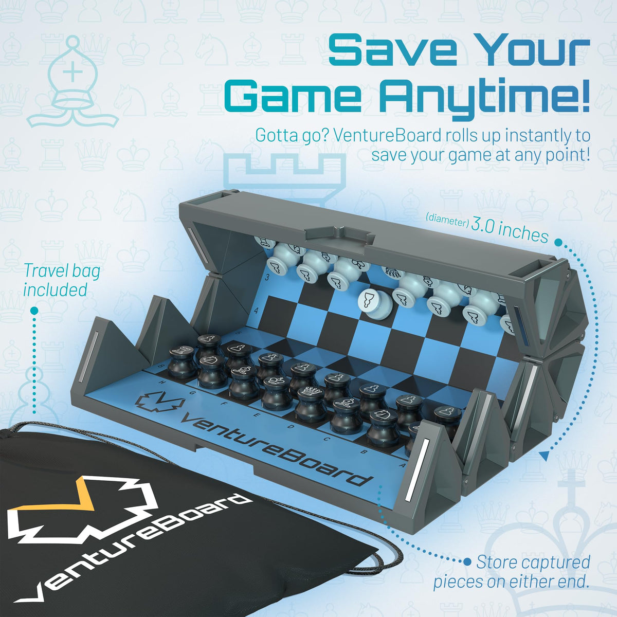 VentureBoard folding board closed, ready to stash in your bag.