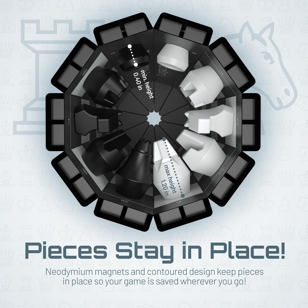 VentureBoard XL includes 32 chess pieces ready for adventure and play.