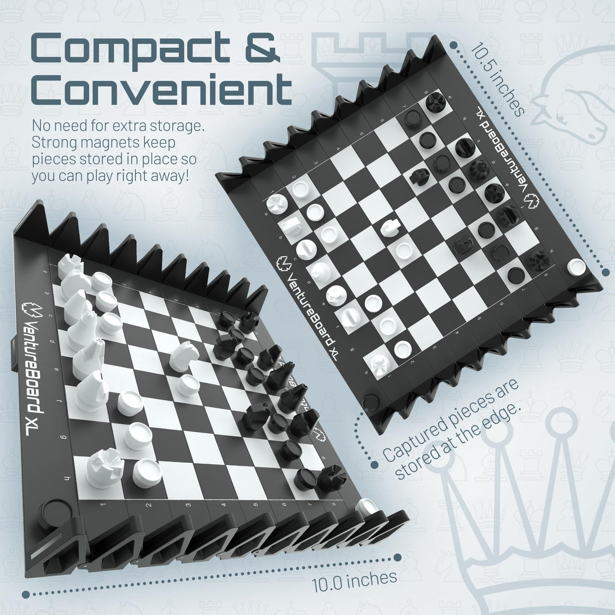 VentureBoard XL open board shows a 10-inch playing surface for on-the-go games.