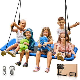 Verahaus 60-inch rectangle platform swing blue frame for backyard lounging