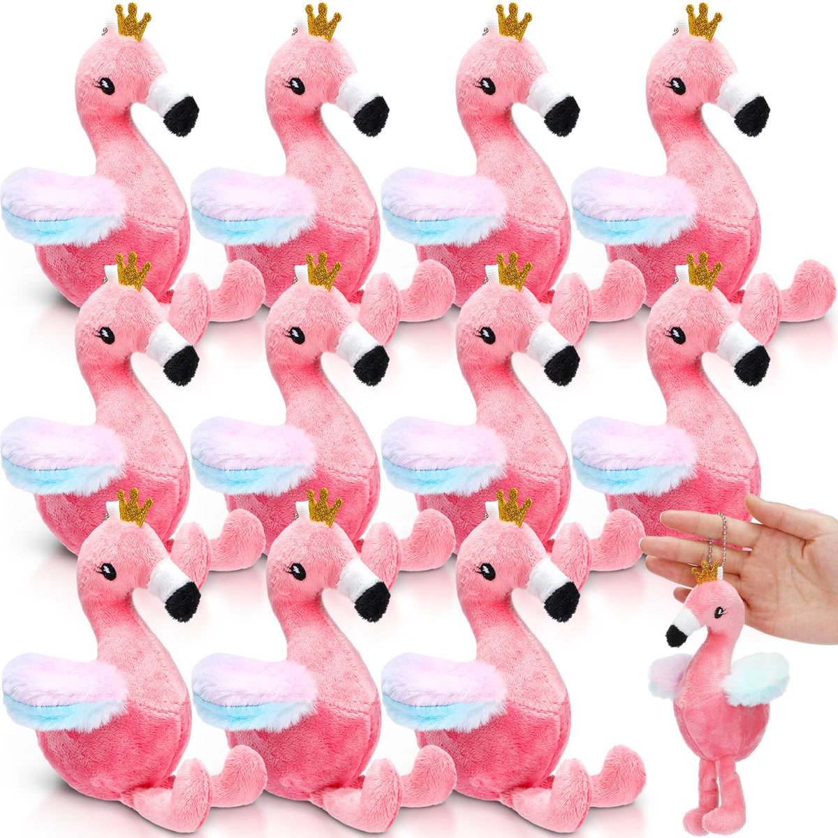 VercanMonth 12-pack mini flamingo plush keychains for party favors and decor