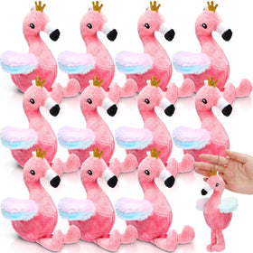 VercanMonth 12-pack mini flamingo plush keychains for party favors and decor