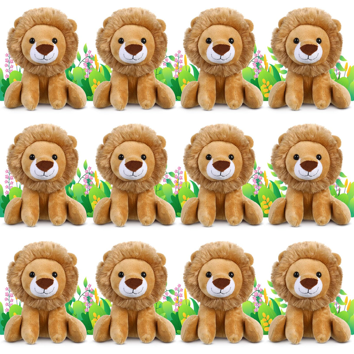 VercanMonth 12-piece lion plush set ready for gifting and decor.