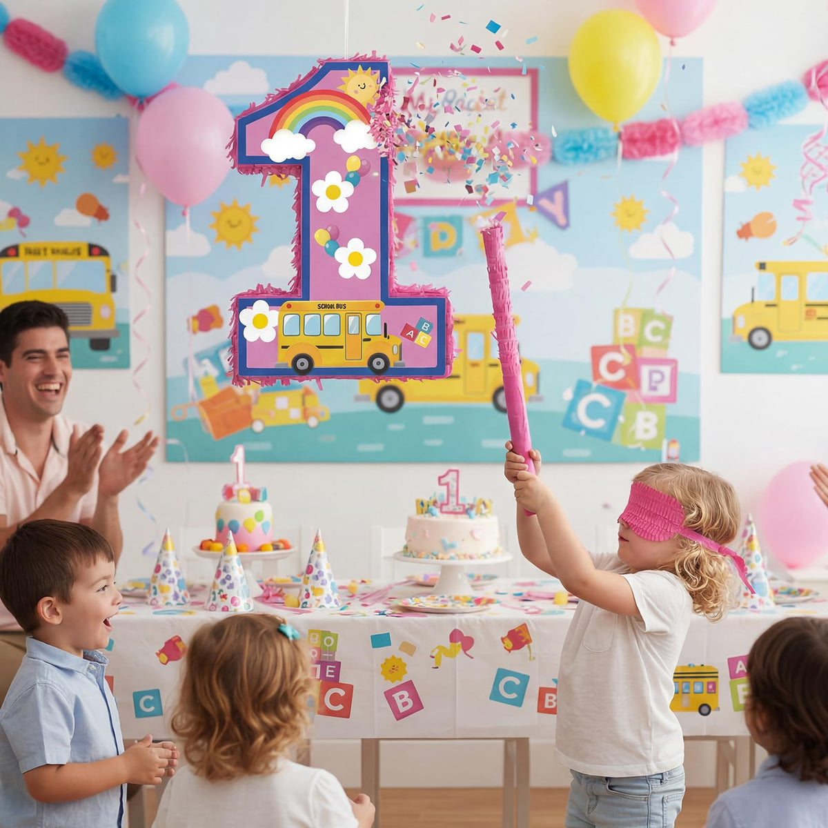 VercanMonth pinata tassels and stickers for playful setup.